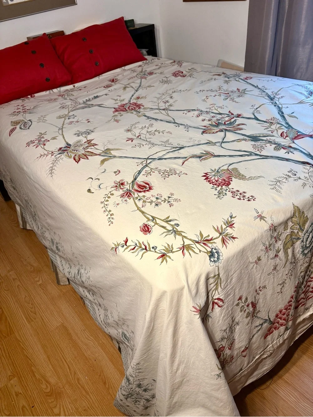 Pottery Barn King Duvet Cover 100% Cotton Italy Tree of Life Floral Bird Rare